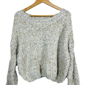 Lumiere Wide Neck Eyelash Sweater Long Sleeve Knit Casual - S